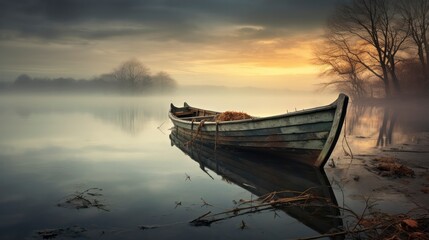 Obraz premium boat at sunset
