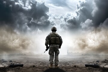 Obraz premium Portrait of a Modern Soldier during the military operation