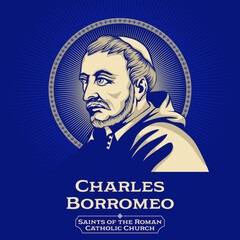 Catholic Saints. Charles Borromeo (1538-1584) was the Archbishop of Milan from 1564 to 1584 and a cardinal of the Catholic Church. - obrazy, fototapety, plakaty