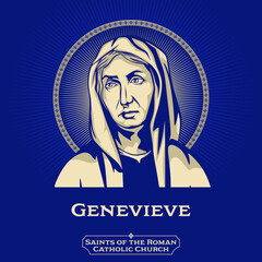 Catholic Saints. Genevieve (419-502) is the patroness saint of Paris in the Catholic and Orthodox traditions. Her feast is on 3 January. - obrazy, fototapety, plakaty