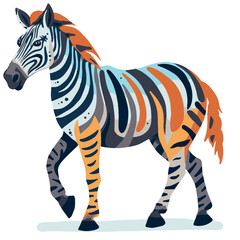 Cartooned vector illustration ready to print: strong and colorful horse sticker