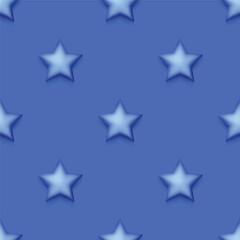 Seamless Colorful Aesthetic Pattern with Cute Stars. Romantic Simple Design Element. Monochromatic Blue Texture. Design for Prints, Fabrics, Wallpapers etc. Vector 3d Illustration