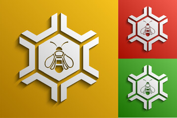 Vector geometric background with the image of a bee, Bee logotype design template, Stylized business logo idea, Vector illustration