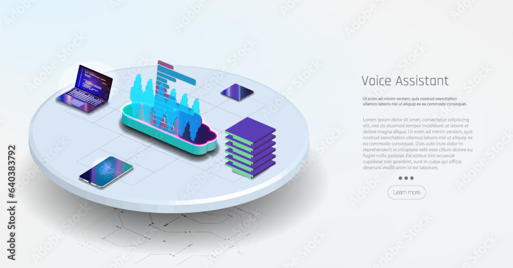 Poster ai artificial intelligence robot support.voice assistant concept. vector sound wave. voice and sound
