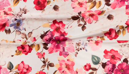 silk fabric texture with floral patterns in motion