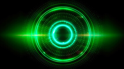 Green  neon circle background. Futuristic technology style. Elegant background for business tech presentations. Ai generative.