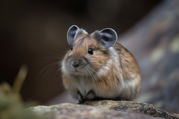 Obraz premium Portrait of cute Ili pika in their habitat. Generative AI