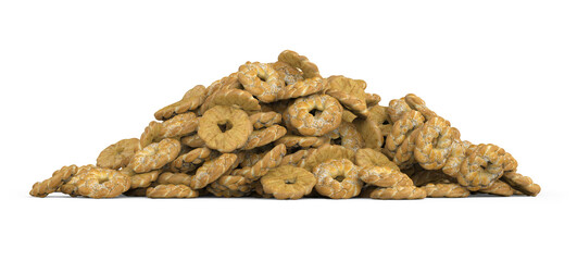 Pile Of Wreath Breads 3D Rendering