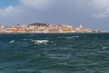 View of the city of Lisbon from the Tagus River.