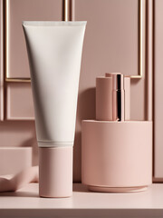 Pink and white plastic cream tube