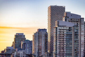 Fototapeta na wymiar High-rise Apartment Buildings in Downtown Vancouver, British Columbia, Canada