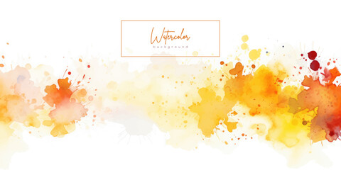 Abstract watercolor background with simply abstract forest trees. Vector illustration with autumn fall colors. Art banner, backdrop for cards, invitations, web, social media, advertising, design	