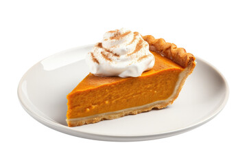 Delicious Plate of Pumpkin Pie Isolated on a Transparent Background