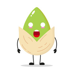Cute shocked pistachio character. Funny nut cartoon emoticon in flat style. pistachio emoji vector illustration

