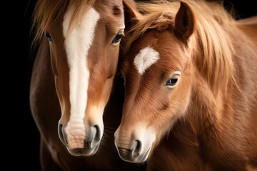 Portrait of horse with foal