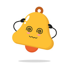 Cute dizzy bell character. Funny confused chime cartoon emoticon in flat style. bell vector illustration