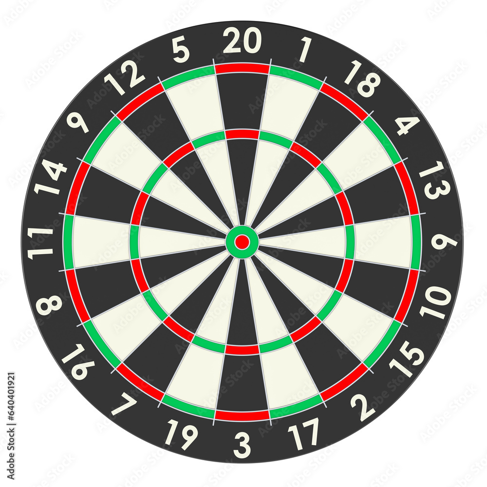 Poster empty dartboard, front view. 3d rendering isolated on transparent background