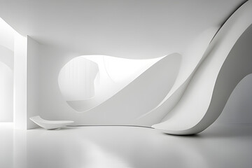 Clean lines, sleek white abstract, and subtle forms define this modern minimalist design