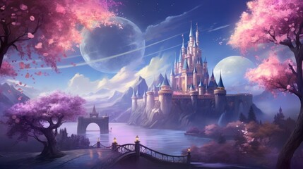 Pink princess castle background