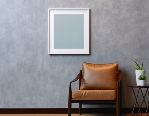 Minimalist living room with frame mockup