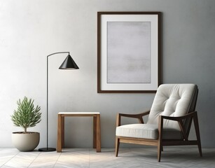 Minimalist living room with frame mockup