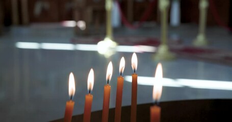 Botswana, Gaborone, orthodox serbian church ,candles burning, altar in the background
