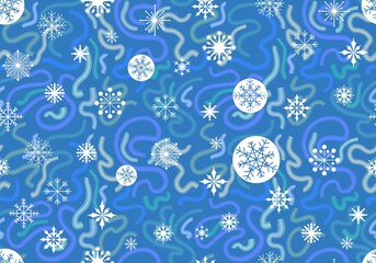 Christmas snowflakes seamless ice geometric pattern for winter wrapping paper and fabrics and linens and kids