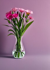 A Pink Background With Glass Flower Vase