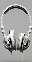 white headphones and microphone