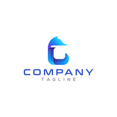 Letter C month Rocket gradient modern logo design