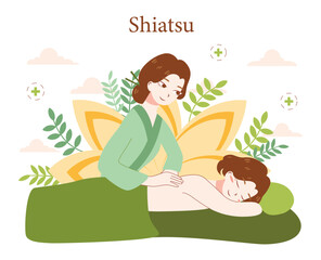 Obraz na płótnie Canvas Shiatsu. Japanese medicine, acupressure, manual technique. Alternative