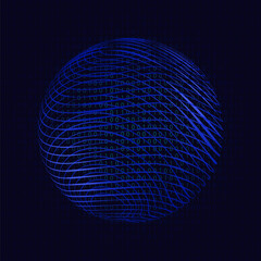 Global logistics network in blue. Map global logistics partnership connection.  Globe  from waves in neon style. digital background in blue.  EPS10.