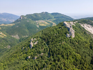 Aerial view of ancient sanctuary Belintash, Bulgaria