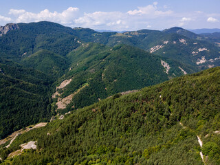 Aerial view of ancient sanctuary Belintash, Bulgaria