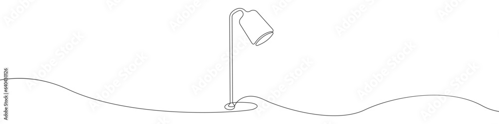 Fototapete desk lamp vector one line draw icon. lamp linear continuous outline in one line. lamp for learning v