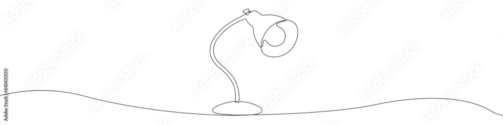 Fototapete desk lamp vector one line draw icon. lamp linear continuous outline in one line. lamp for learning v