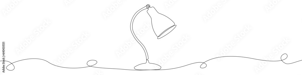 Fototapete desk lamp vector one line draw icon. lamp linear continuous outline in one line. lamp for learning v