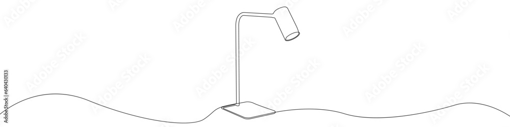 Fototapete desk lamp vector one line draw icon. lamp linear continuous outline in one line. lamp for learning v