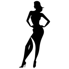 Silhouettes of beautiful girl