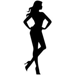 Silhouettes of beautiful girl