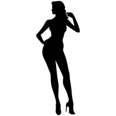 Fototapeta premium Silhouettes of beautiful girl