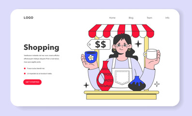 Small business web banner or landing page. Artist or craft person selling