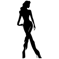 Silhouettes of beautiful girl