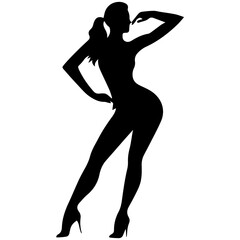 Silhouettes of beautiful girl