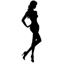 Silhouettes of a beautiful girl