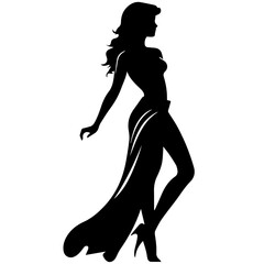 Silhouettes of beautiful girl