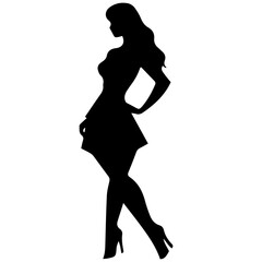 Silhouettes of a beautiful girl