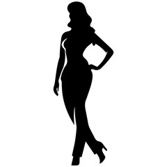 Silhouettes of a beautiful girl
