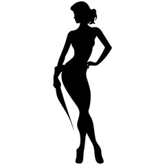 Silhouettes of a beautiful girl