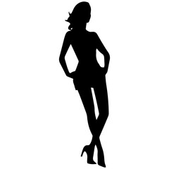 Silhouettes of a beautiful girl